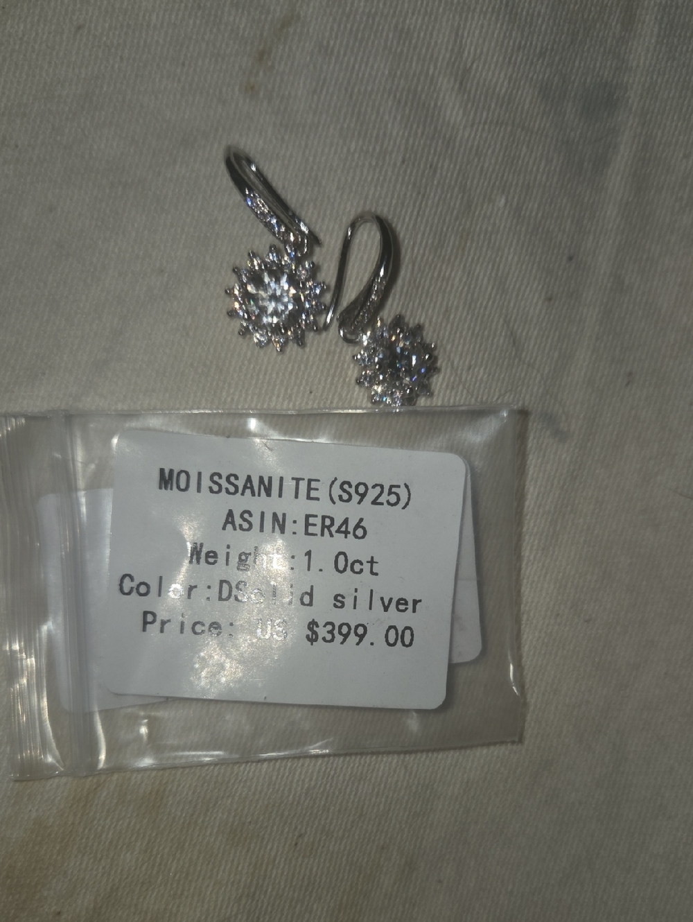 Sterling Silver Dangle Earrings in Diamond Silver 1.0 ct